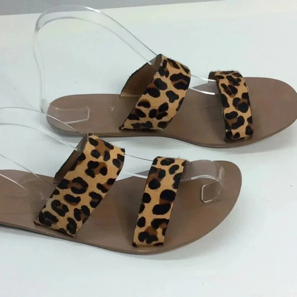 J. BY J. Crew Leopard 🐆 Suede Flat Sandals - Picture 3 of 8